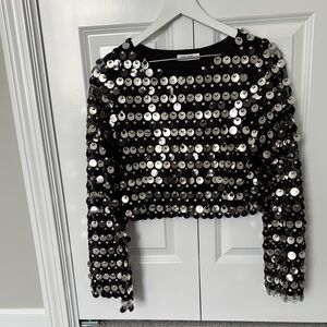 12th Tribe Black and Silver Sequin Blouse